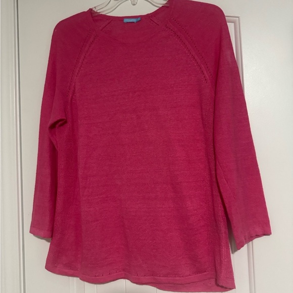 J. McLaughlin linen Pink light knit long sleeve sweater Size Small - Picture 3 of 4